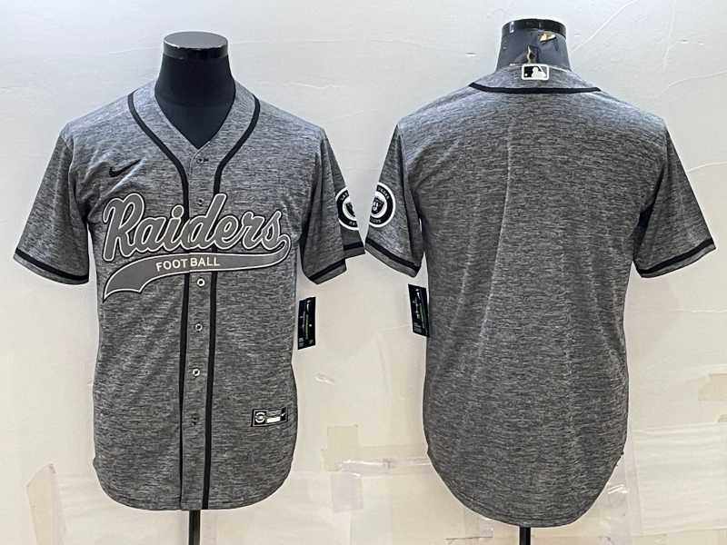 Mens Las Vegas Raiders Blank Grey With Patch Cool Base Stitched Baseball Jersey